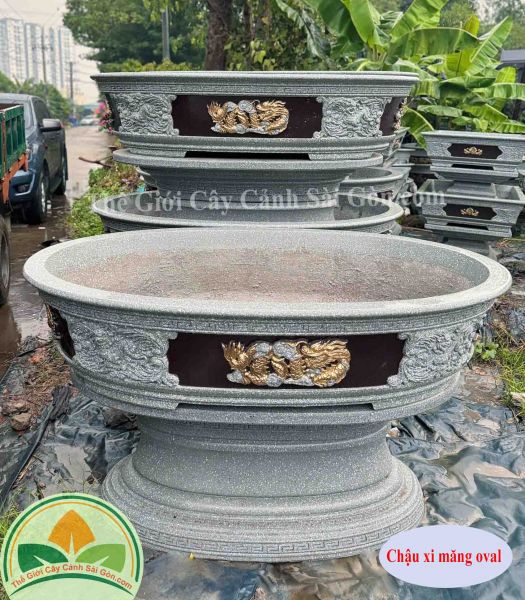 Chậu xi măng oval