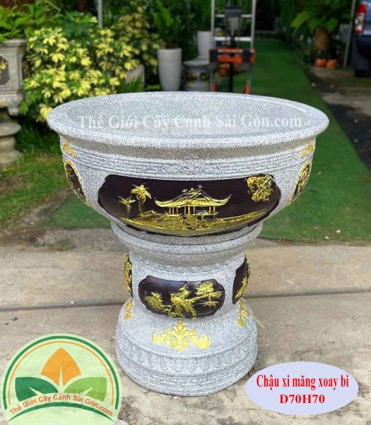 Chậu xi măng xoay bi